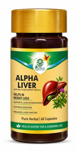 Alpha Liver Capsules herbal liver support supplement bottle with 60 capsules for liver health and digestive wellness